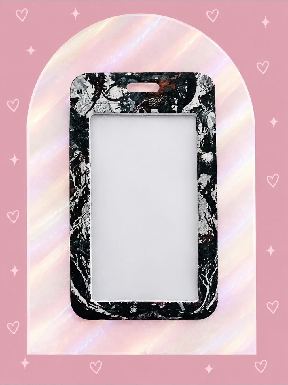 Black and white id holder